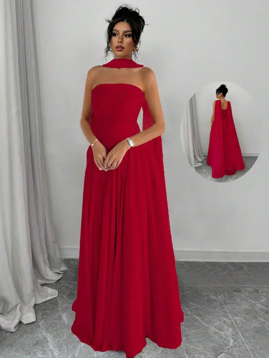 Alessia – Rochie de Damă Maxi Elegantă Sculptată Fără Bretele