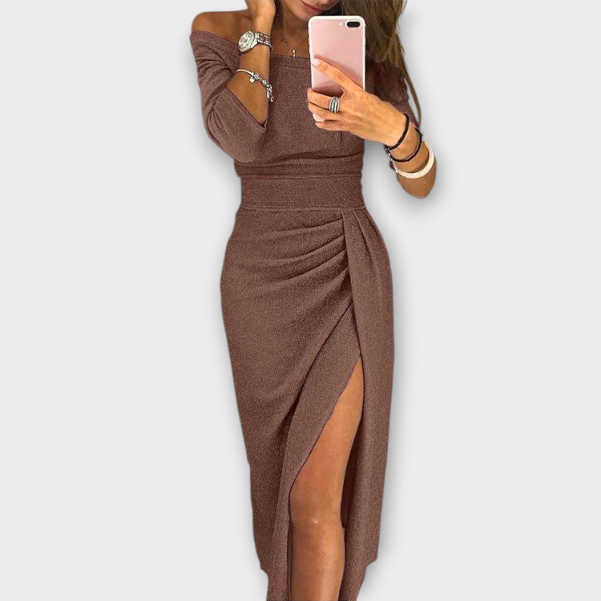 Azja – Rochie Elegantă de Damă Off-Shoulder Croi Ajustat Evenimente 