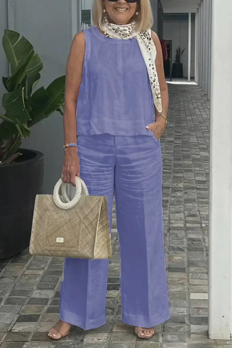 ZURI – COSTUM FĂRĂ MÂNECI DIN BUMBAC ȘI IN 