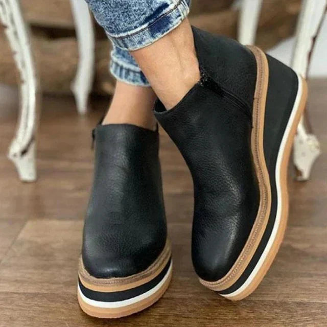 ZOE – Botine Casual de Damă cu Platformă din Piele Vegană 