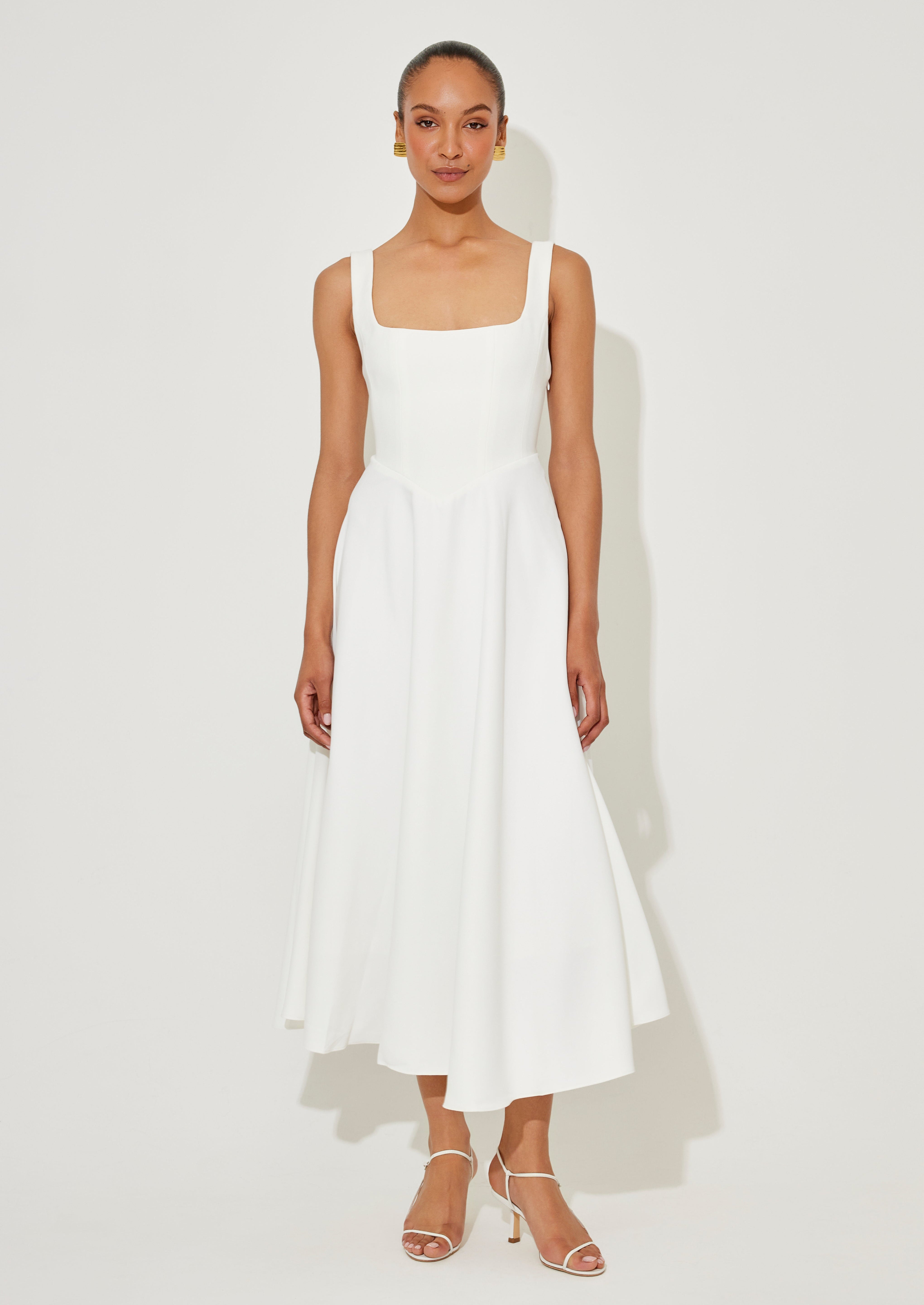 Amelia – Rochie Midi Fluidă de Damă Elegantă