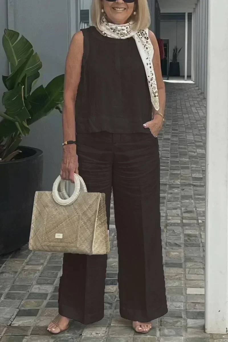 ZURI – COSTUM FĂRĂ MÂNECI DIN BUMBAC ȘI IN 