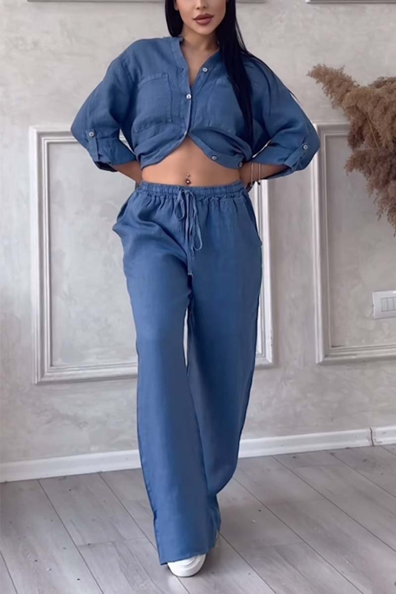 Fara | Set din Bumbac și In Luxe – Cămașă și Pantaloni
