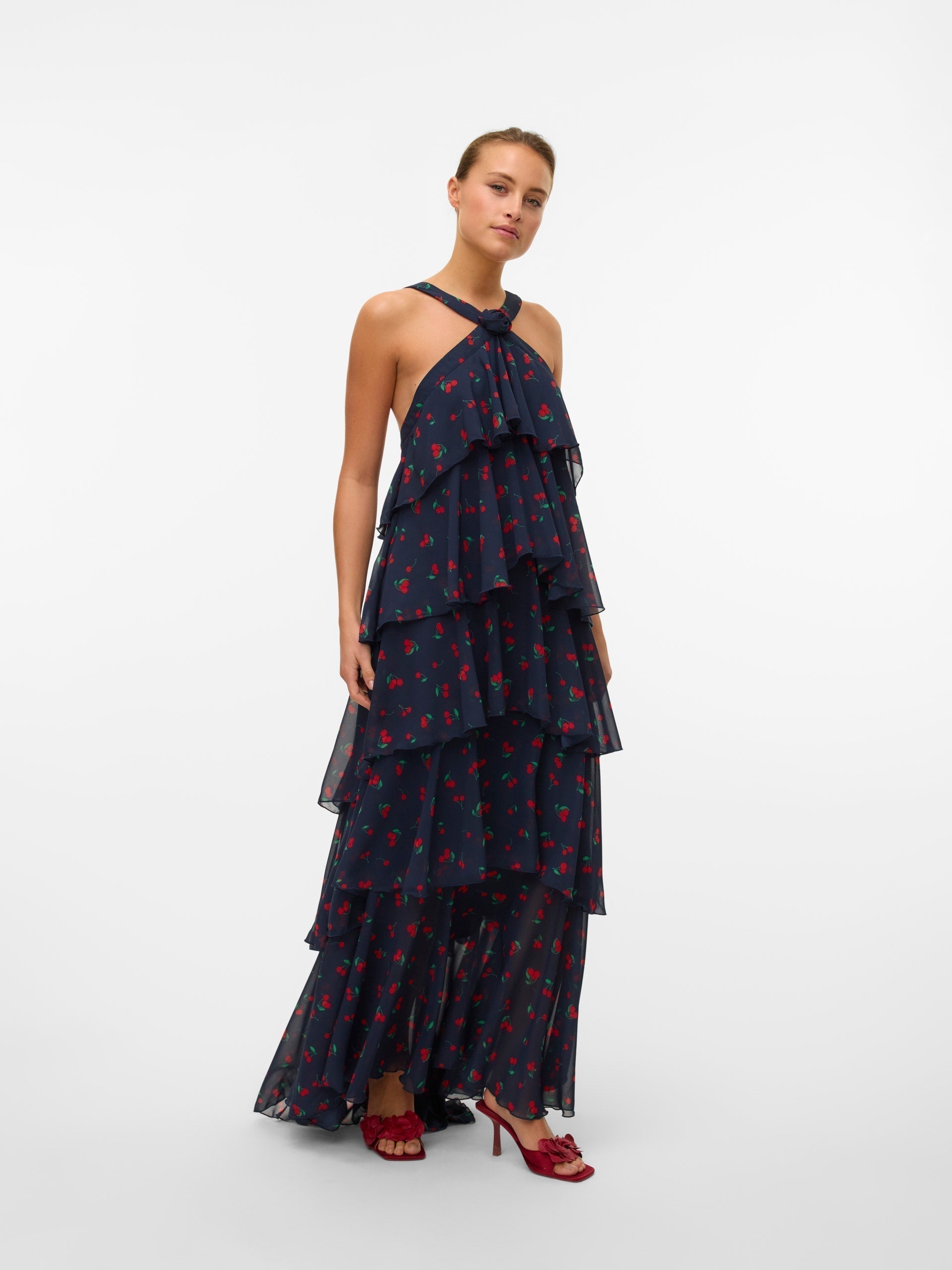 Vera – Rochie Maxi de Damă cu Volane Stratificat Elegantă