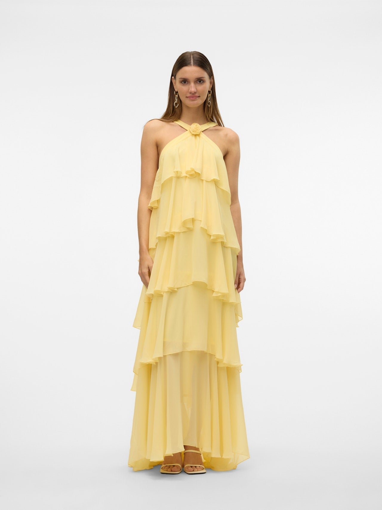 Vera – Rochie Maxi de Damă cu Volane Stratificat Elegantă