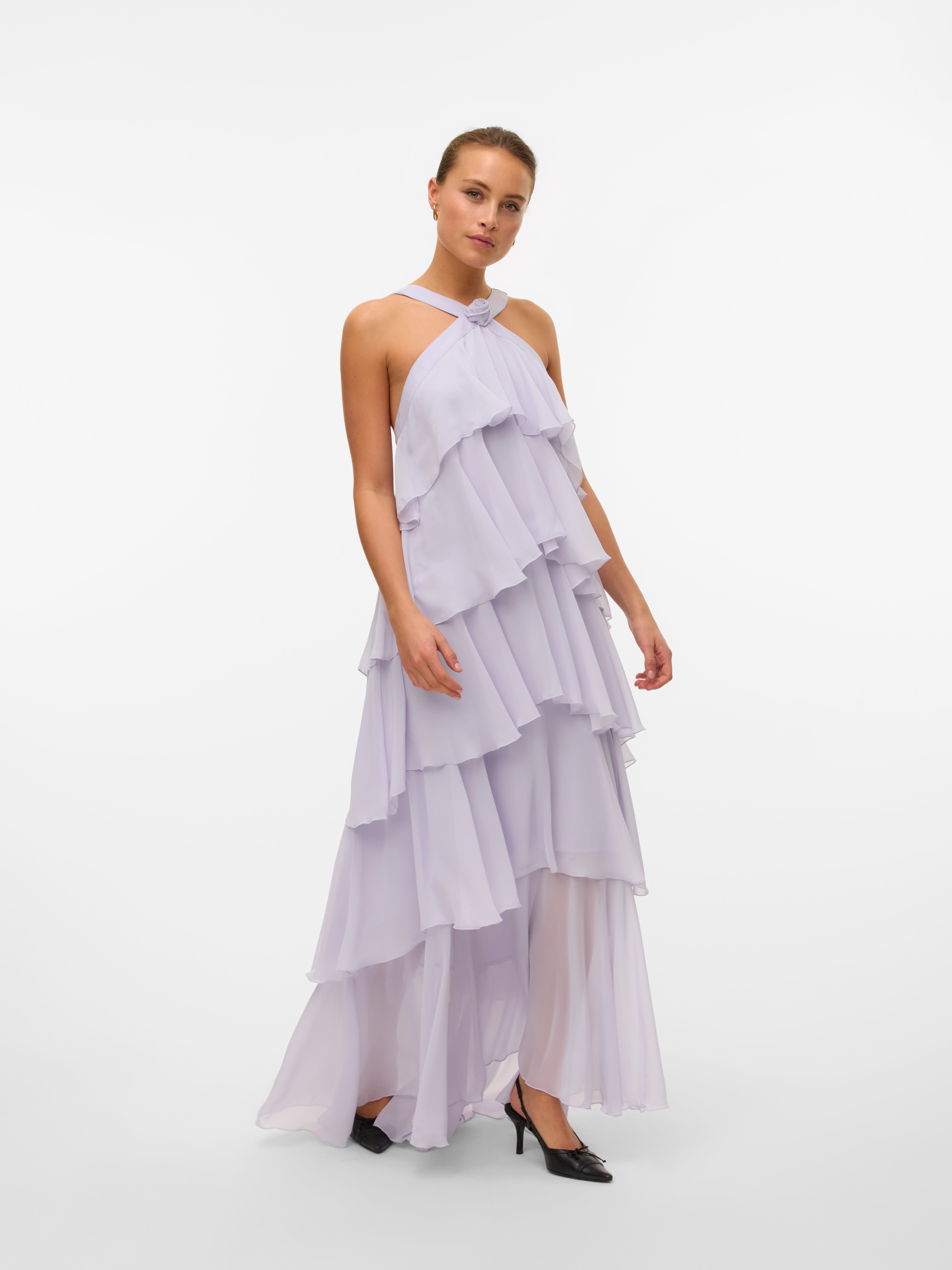 Vera – Rochie Maxi de Damă cu Volane Stratificat Elegantă