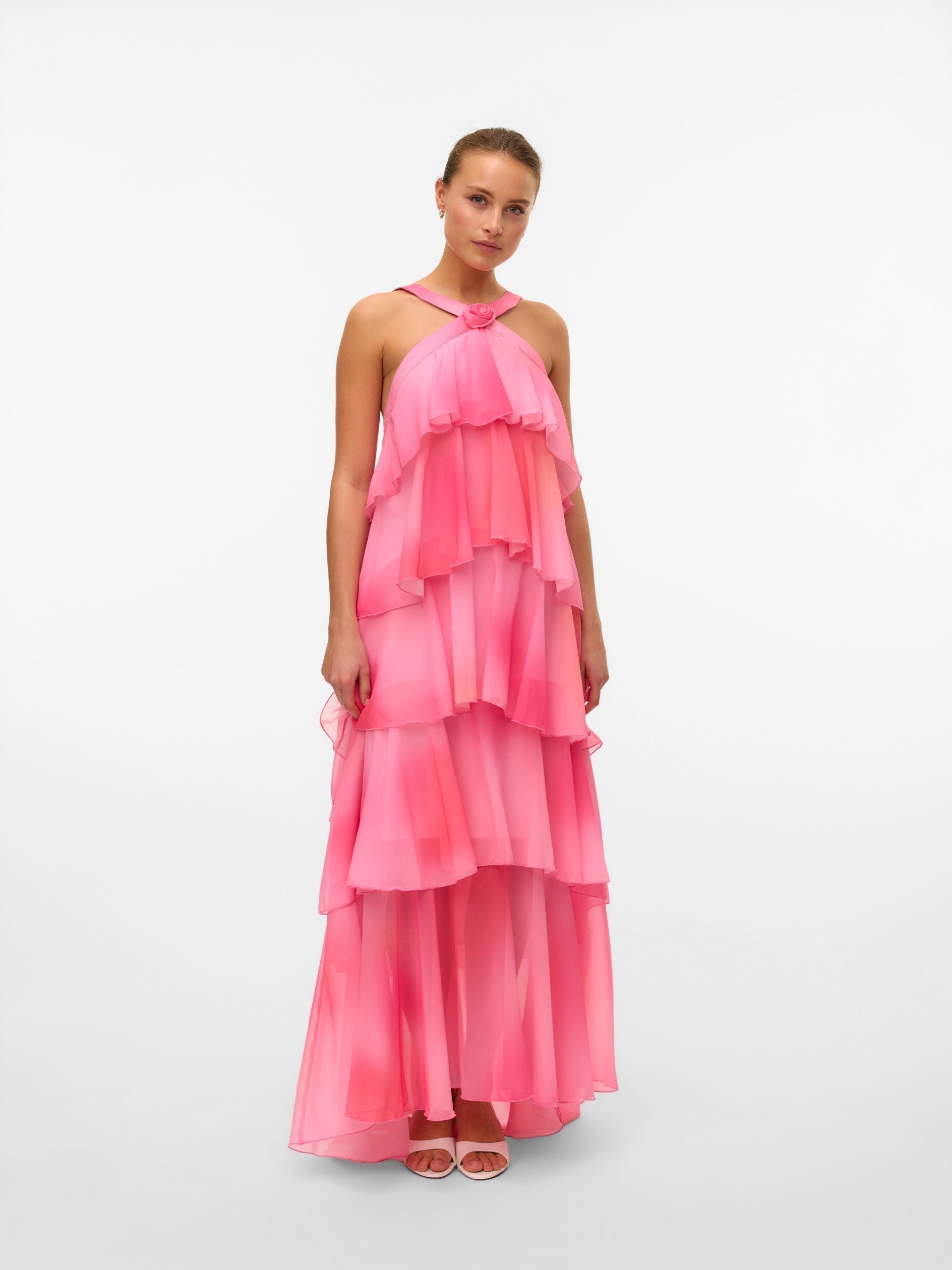 Vera – Rochie Maxi de Damă cu Volane Stratificat Elegantă