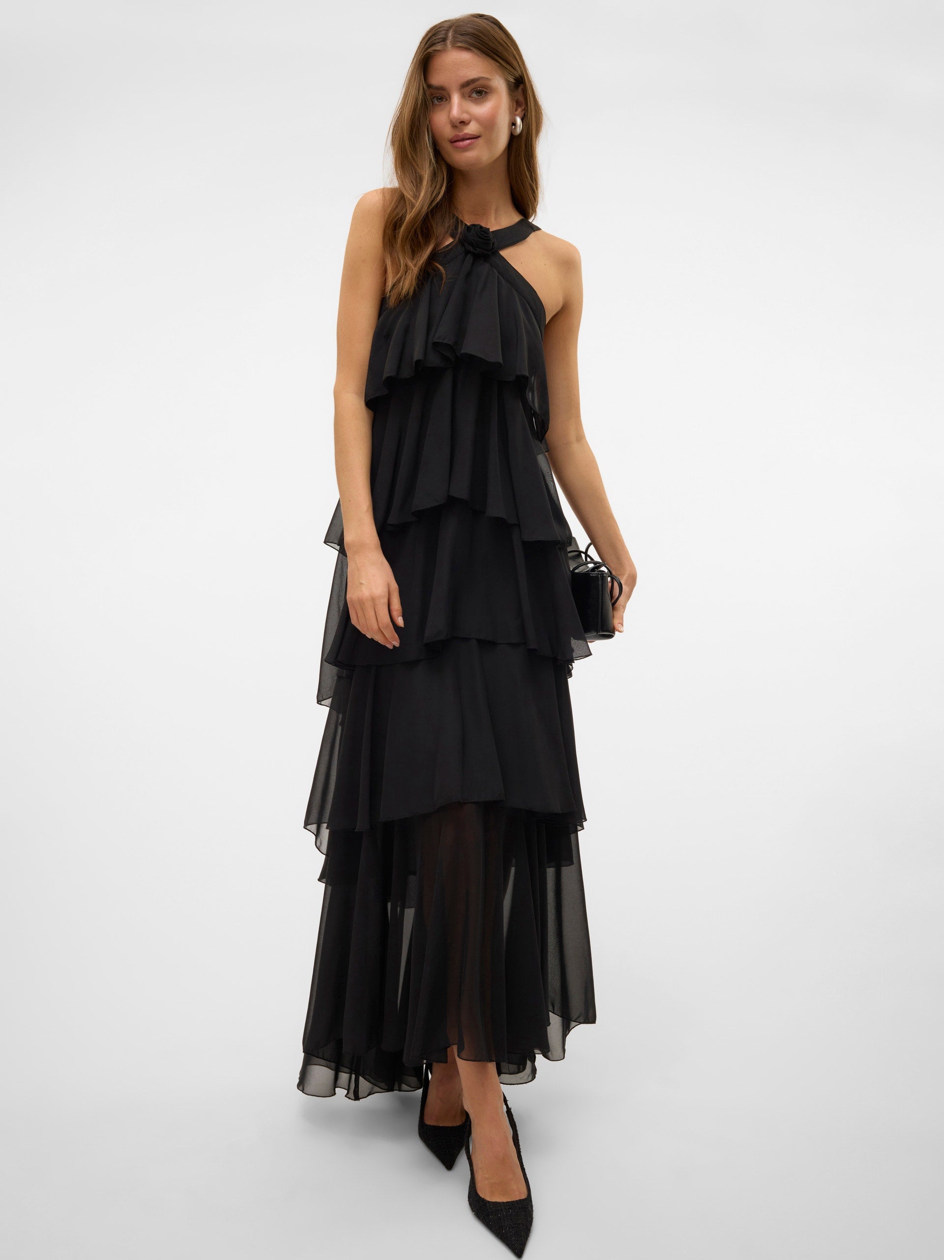 Vera – Rochie Maxi de Damă cu Volane Stratificat Elegantă