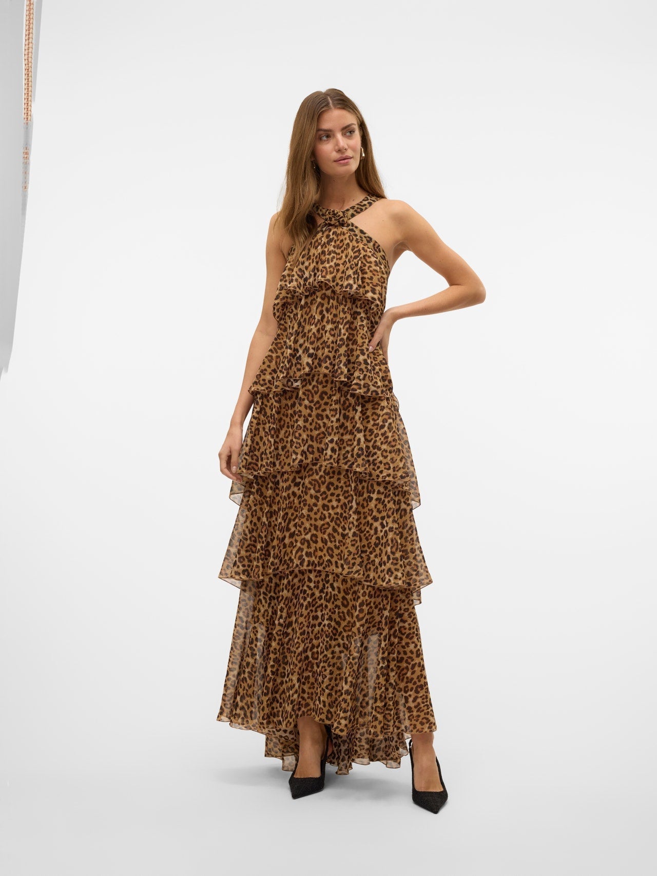 Vera – Rochie Maxi de Damă cu Volane Stratificat Elegantă